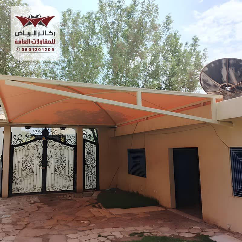 تنفيذ مظلات سيارات من مؤسسة ركائز الرياض