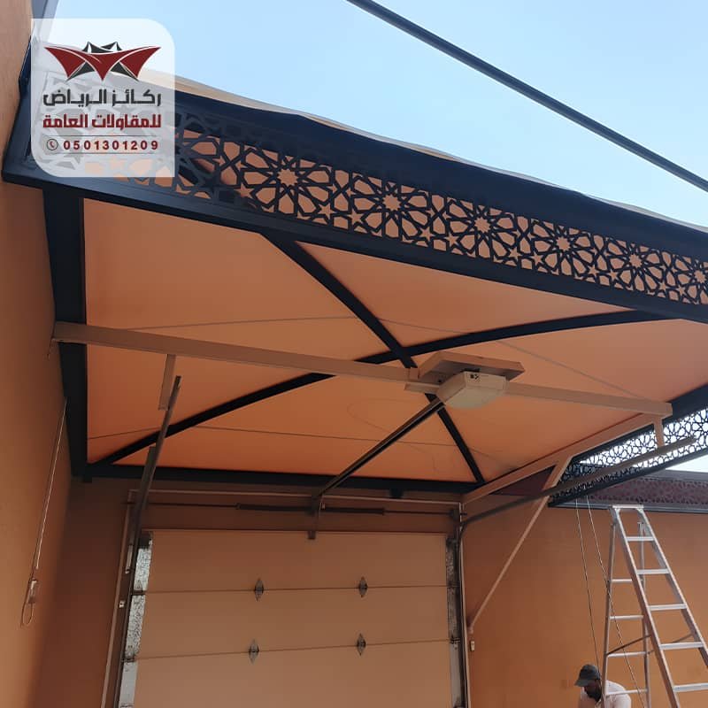 مظلات سيارات قماش مع نقش حديد قص ليزر